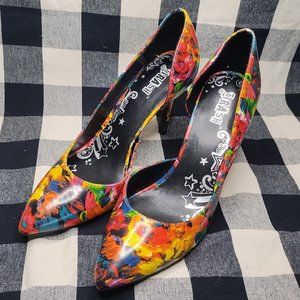 UNIQUE Trash Colorful Paint Splotch Stiletto Heels Size 8 Y8
